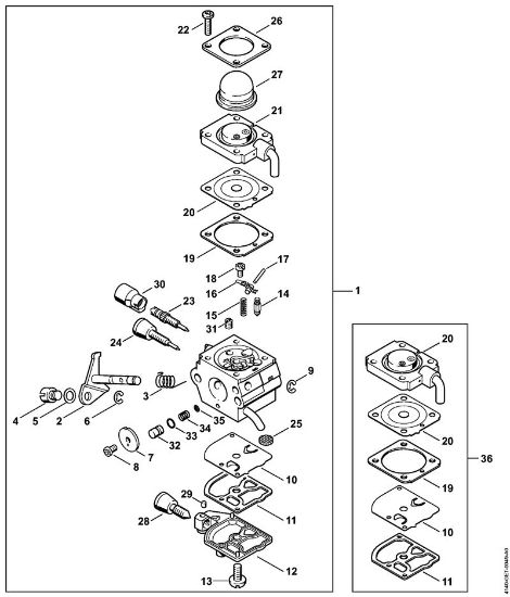Motores combinados (KM) KM 55 C-E Carburador C1Q-S71 da marca Stihl