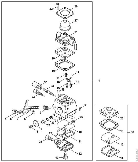 Motores combinados (KM) KM 55 R Carburador C1Q-S66 da marca Stihl
