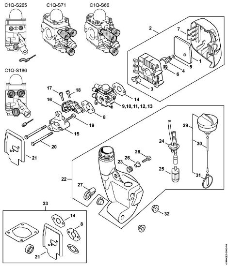 Motores combinados (KM) KM 55 R Filtro de ar, Tanque de combustível KM 55 R da marca Stihl