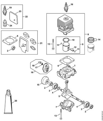 Motores combinados (KM) KM 55 RC-E Caixa da cambota, Cilindro da marca Stihl