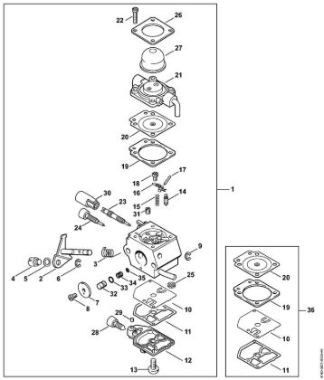 Motores combinados (KM) KM 55 RC-E Carburador C1Q-S66 da marca Stihl