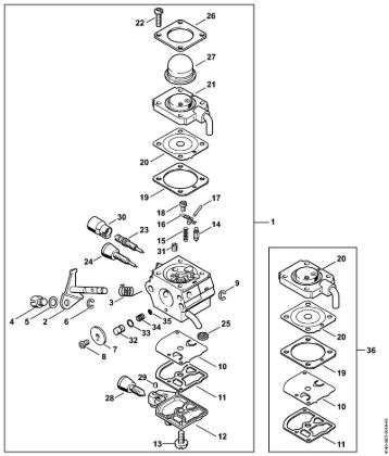 Motores combinados (KM) KM 55 RC-E Carburador C1Q-S71 da marca Stihl