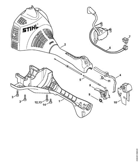 Motores combinados (KM) KM 55 RC-E Cárter do motor (Cabo circular) KM 55 RC-E, KM 55 RC-E Z da marca Stihl