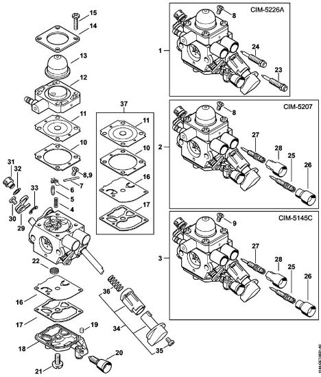 Motores combinados (KM) KM 56 RC-E Carburador C1M-S226, C1M-S207, C1M-S145 da marca Stihl