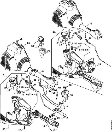 Motores combinados (KM) KM 56 RC-E Cárter do motor (Cabo circular) KM 56 RC da marca Stihl