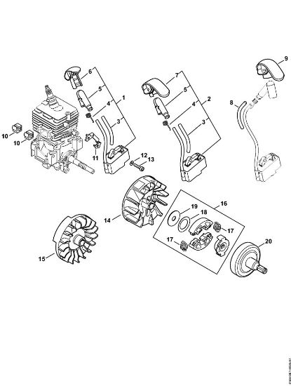 Motores combinados (KM) KM 56 RC-E Sistema de ignição, Embreagem da marca Stihl