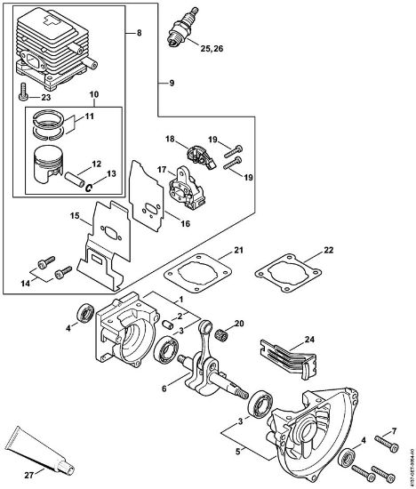 Motores combinados (KM) KM 85 Caixa da cambota, Cilindro da marca Stihl