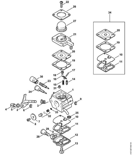 Motores combinados (KM) KM 85 Carburador 4137/22 da marca Stihl