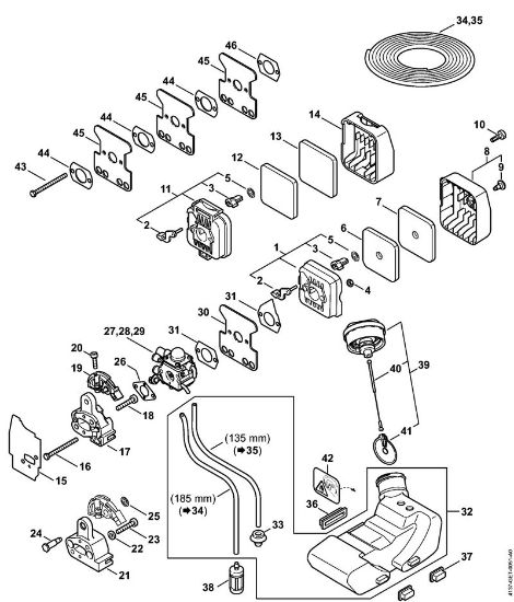 Motores combinados (KM) KM 85 Filtro de ar, Tanque de combustível da marca Stihl