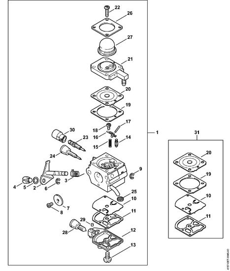 Motores combinados (KM) KM 85 R Carburador 4137/28 da marca Stihl