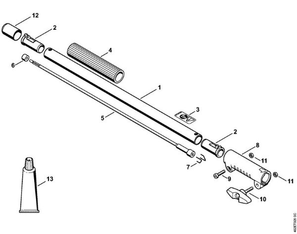 Motores combinados (KM) KM 85 R Prolongamento da haste 0,5 m HL-KM 0Â°, HL-KM 135Â°, HT-KM, SP-KM da marca Stihl