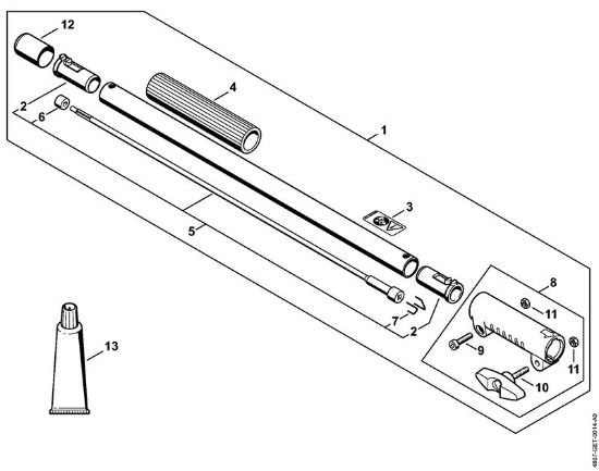 Motores combinados a bateria (KMA) KMA 130 R Prolongamento da haste 0,5 m HL-KM 0Â°, HL-KM 135Â°, HT-KM, SP-KM da marca Stihl