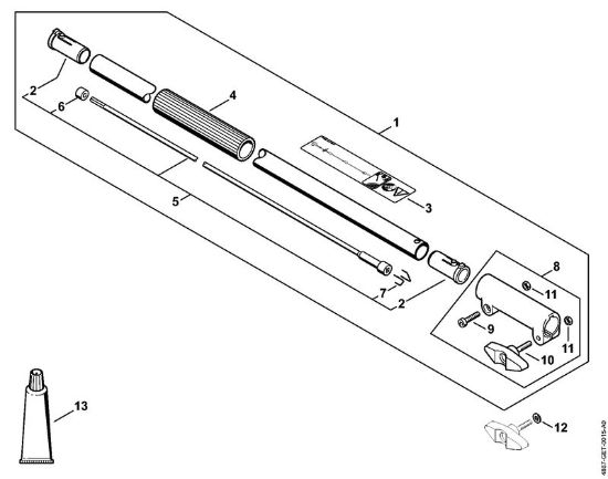 Motores combinados a bateria (KMA) KMA 130 R Prolongamento da haste 1 m HT-KM da marca Stihl