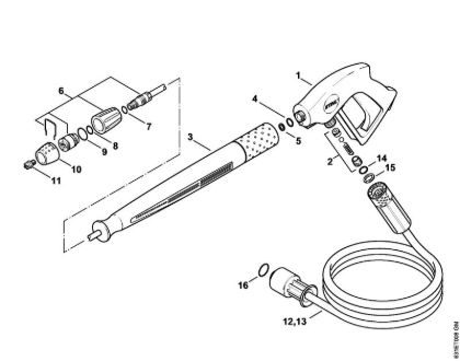 Lavadora de alta pressão a gasolina (RB) RB 302 Pistola, Tubo de pulverização da marca Stihl