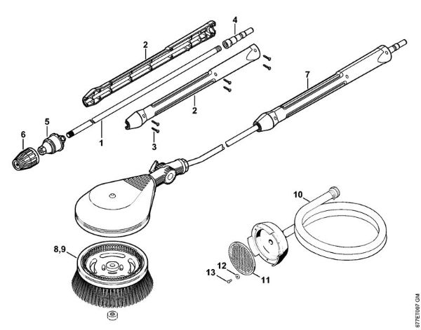 Lavadora de alta pressão a gasolina (RB) RB 302 Tubeira rotor, Escova rotativa lavagem, Mangueira de aspiração da marca Stihl