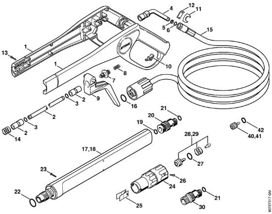 Lavadora de alta pressão eléctrica (RE) RE 104 KM Pistola, Tubo de pulverização da marca Stihl
