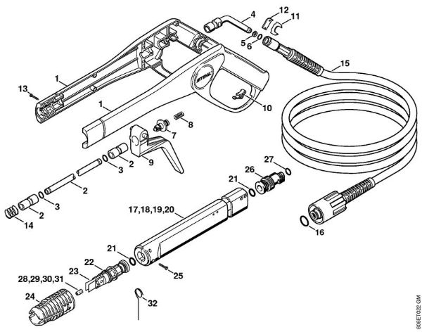 Lavadora de alta pressão eléctrica (RE) RE 105 K Pistola, Tubo de pulverização da marca Stihl