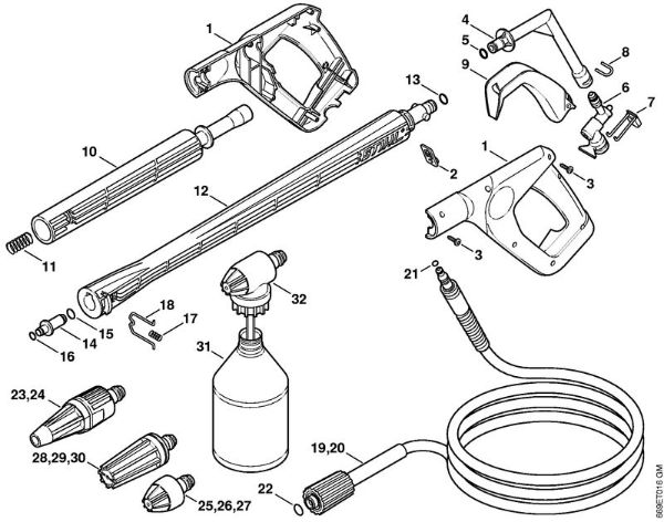 Lavadora de alta pressão eléctrica (RE) RE 106 K Pistola, Tubo de pulverização da marca Stihl