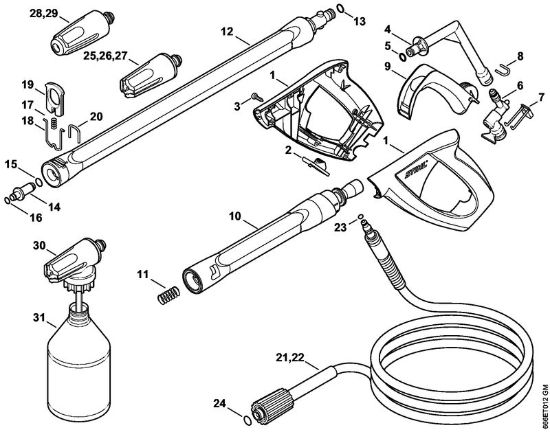 Lavadora de alta pressão eléctrica (RE) RE 107 Pistola, Tubo de pulverização da marca Stihl