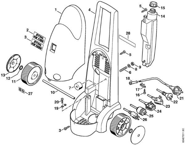 Lavadora de alta pressão eléctrica (RE) RE 115 K Cobertura da marca Stihl