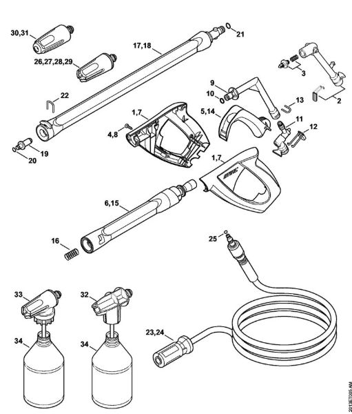 Lavadora de alta pressão eléctrica (RE) RE 119 Pistola, Tubo de pulverização da marca Stihl