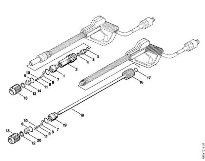 Lavadora de alta pressão eléctrica (RE) RE 120 K Cabeça de injecção, tubo de injecção (24.92), (13.91) da marca Stihl
