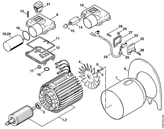 Lavadora de alta pressão eléctrica (RE) RE 125 K Motor eléctrico, Caixa do interruptor da marca Stihl