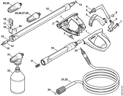 Lavadora de alta pressão eléctrica (RE) RE 127 PLUS Pistola, Tubo de pulverização da marca Stihl