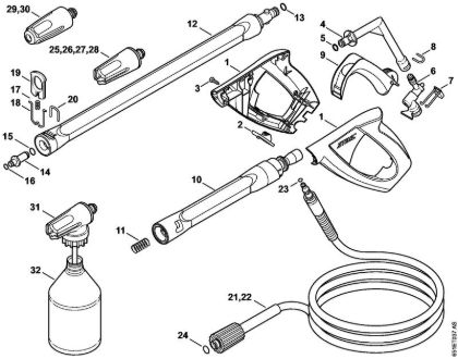 Lavadora de alta pressão eléctrica (RE) RE 128 PLUS Pistola, Tubo de pulverização da marca Stihl