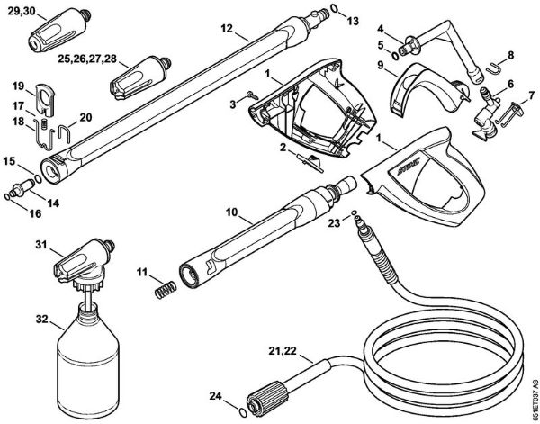 Lavadora de alta pressão eléctrica (RE) RE 128 PLUS Pistola, Tubo de pulverização da marca Stihl