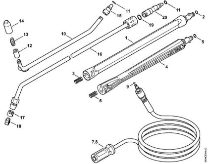 Lavadora de alta pressão eléctrica (RE) RE 130 PLUS Tubo de injecção, Mangueira de alta pressão   06/2019 da marca Stihl