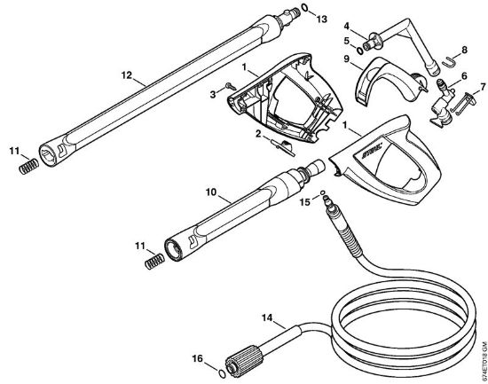 Lavadora de alta pressão eléctrica (RE) RE 142 PLUS Pistola, Tubo de pulverização da marca Stihl