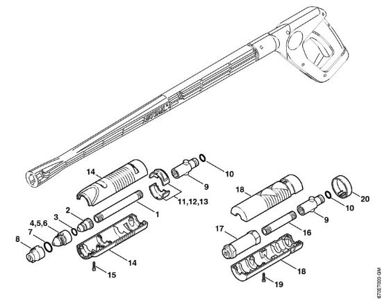 Lavadora de alta pressão eléctrica (RE) RE 161 K PLUS Cabeça de injecção, tubeira do rotor da marca Stihl