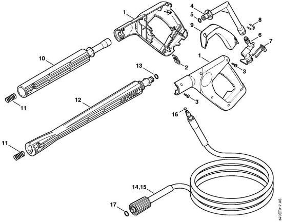 Lavadora de alta pressão eléctrica (RE) RE 161 K PLUS Pistola, Tubo de pulverização da marca Stihl