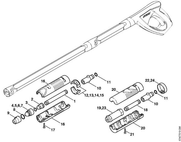 Lavadora de alta pressão eléctrica (RE) RE 163 Cabeça de injecção, tubeira do rotor da marca Stihl