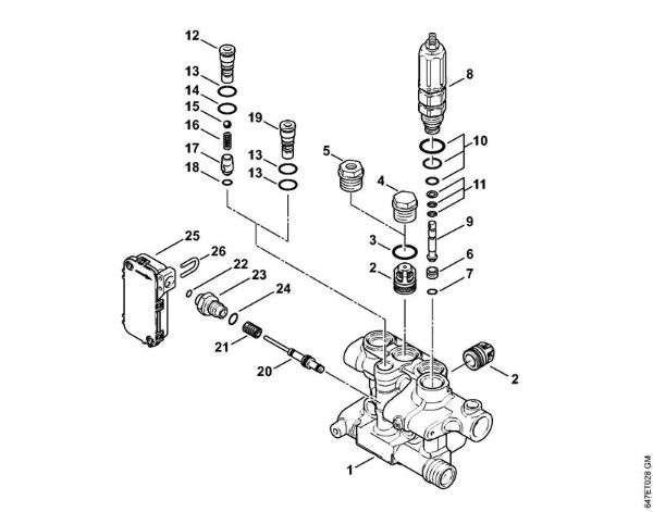 Lavadora de alta pressão eléctrica (RE) RE 271 PLUS Bloco da válvula, ÃŠmbolo de distribuição da marca Stihl