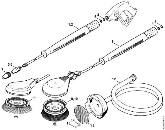 Lavadora de alta pressão eléctrica (RE) RE 280 K Tubeira rotor, Escova rotativa lavagem, Mangueira de aspiração da marca Stihl