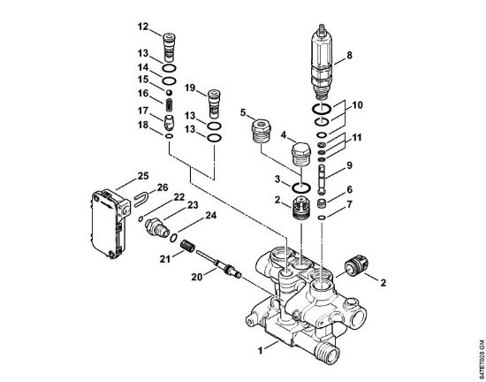 Lavadora de alta pressão eléctrica (RE) RE 281 Bloco da válvula, ÃŠmbolo de distribuição da marca Stihl