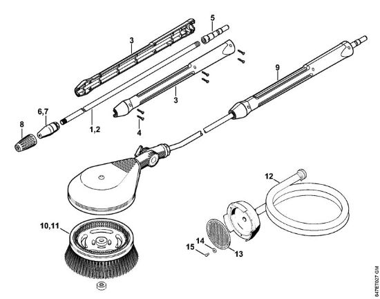 Lavadora de alta pressão eléctrica (RE) RE 281 Tubeira rotor, Escova rotativa lavagem, Mangueira de aspiração da marca Stihl