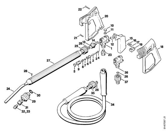 Lavadora de alta pressão eléctrica (RE) RE 300 K Pistola, Tubo de pulverização da marca Stihl