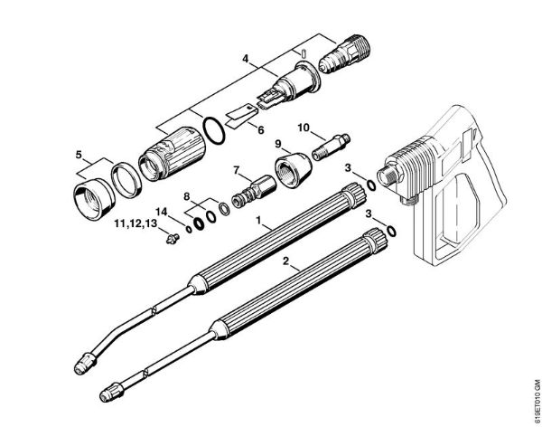 Lavadora de alta pressão eléctrica (RE) RE 310 K Tubo de injecção, Cabeça de ejecção Vario SP 300 da marca Stihl