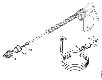 Lavadora de alta pressão eléctrica (RE) RE 340 K Mangueira de alta pressão, Tubeira do rotor da marca Stihl