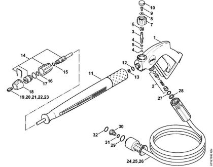 Lavadora de alta pressão eléctrica (RE) RE 361 PLUS Pistola, Tubo de pulverização (40.2009) da marca Stihl