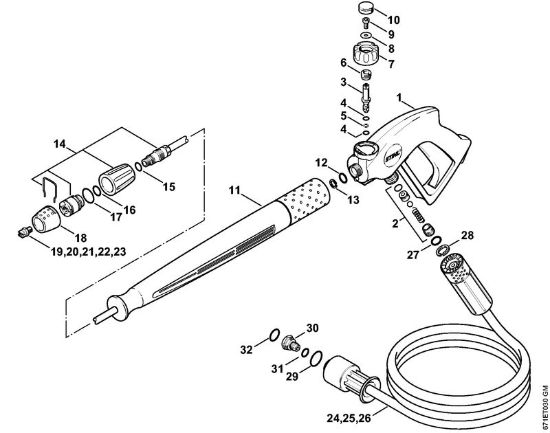 Lavadora de alta pressão eléctrica (RE) RE 361 PLUS Pistola, Tubo de pulverização (40.2009) da marca Stihl