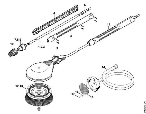 Lavadora de alta pressão eléctrica (RE) RE 361 PLUS Tubeira rotor, Escova rotativa lavagem, Mangueira de aspiração da marca Stihl