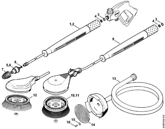 Lavadora de alta pressão eléctrica (RE) RE 460 K Tubeira rotor, Escova rotativa lavagem, Mangueira de aspiração da marca Stihl
