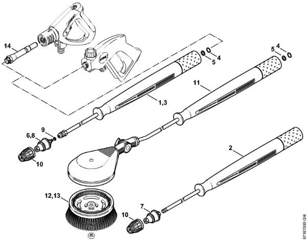 Lavadora de alta pressão eléctrica (RE) RE 461 Tubeira rotor, Escova rotativa lavagem (40.2009) da marca Stihl