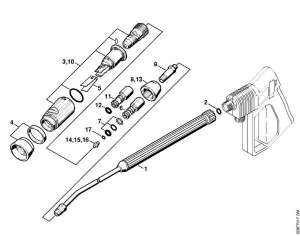 Lavadora de alta pressão eléctrica (RE) RE 500 W Tubo de injecção, Cabeça de ejecção Vario SP 300 da marca Stihl