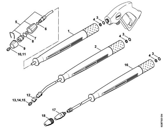 Lavadora de alta pressão eléctrica (RE) RE 550 W Tubo de injecção, Cabeça de ejecção da marca Stihl