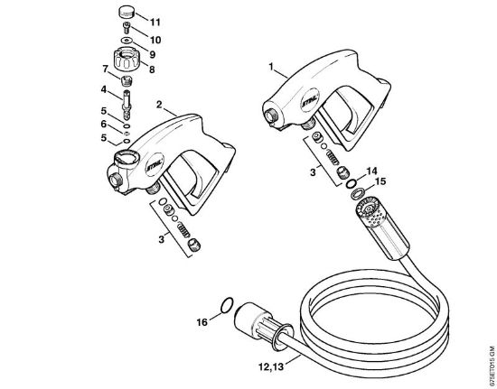 Lavadora de alta pressão eléctrica (RE) RE 581 Pistola, Mangueira de alta pressão da marca Stihl